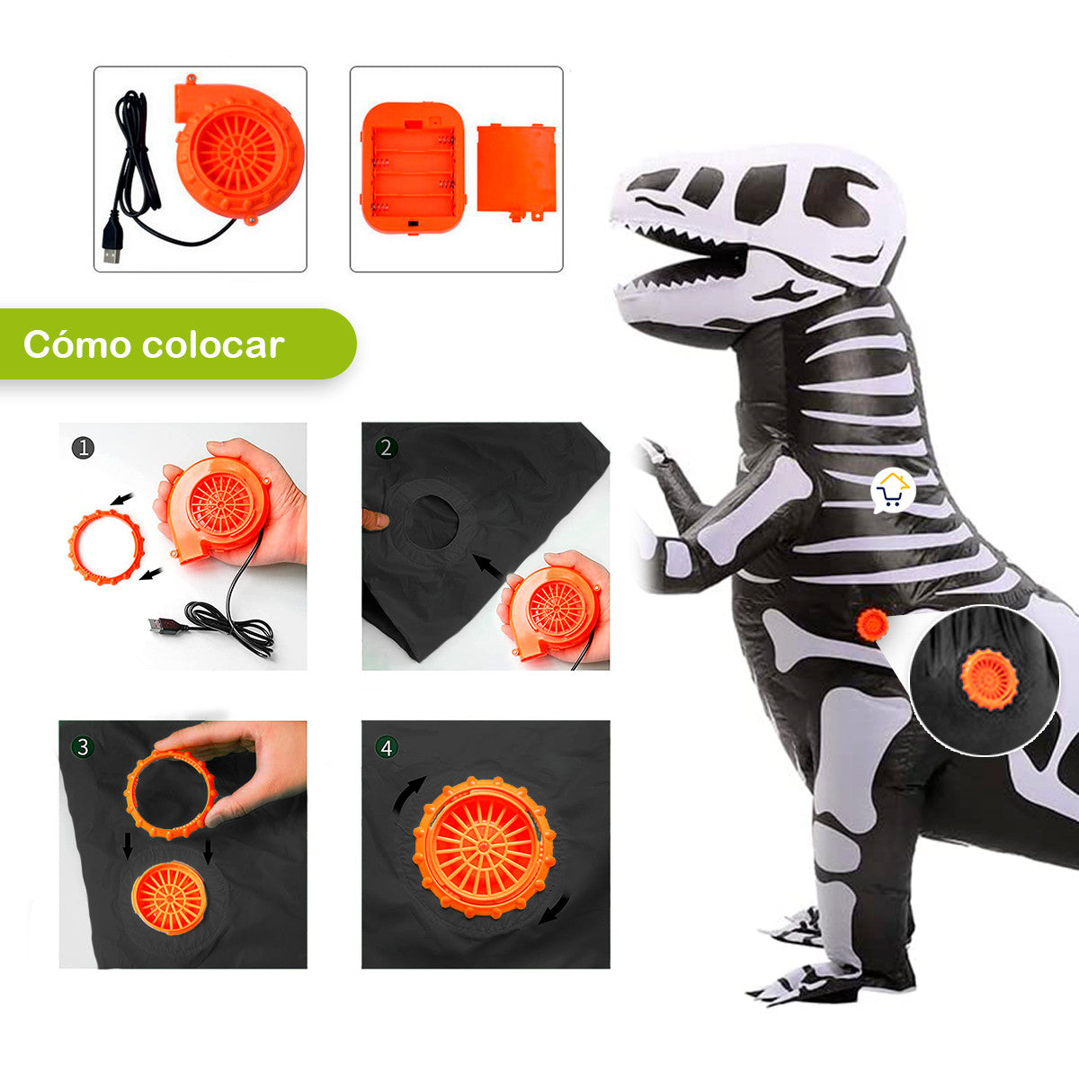 Disfraz Inflable de Dino Skull
