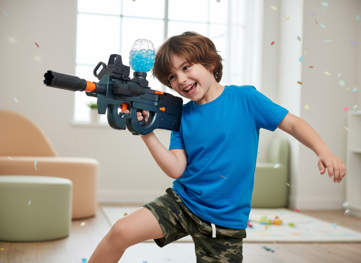 Disparador Orbiz Recargable – Arma de Juguete con Accesorios y Luz LED